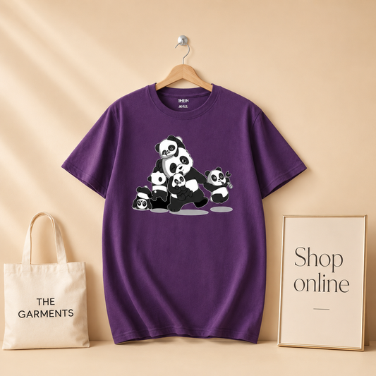 PANDA FAMILY PURPLE T-SHIRT