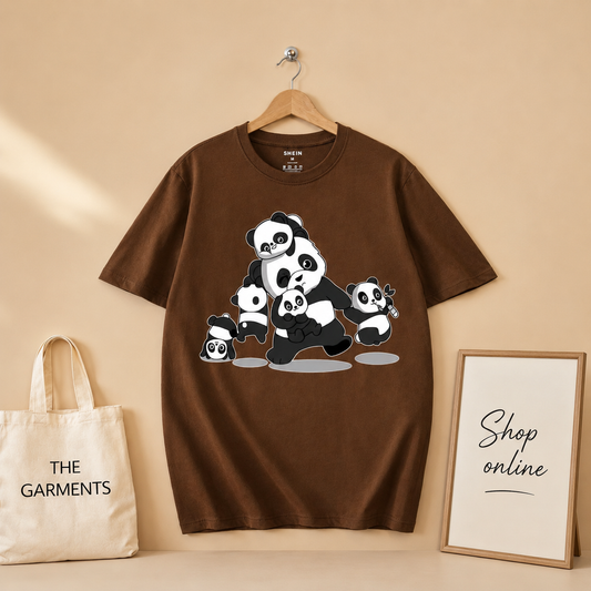 PANDA FAMILY DARK BROWN TSHIRT