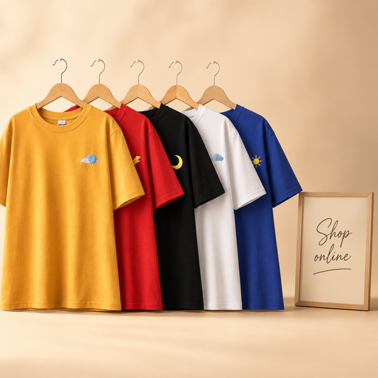 PACK OF 5 TSHIRTS ( yellow, red,black,white, royal blue)