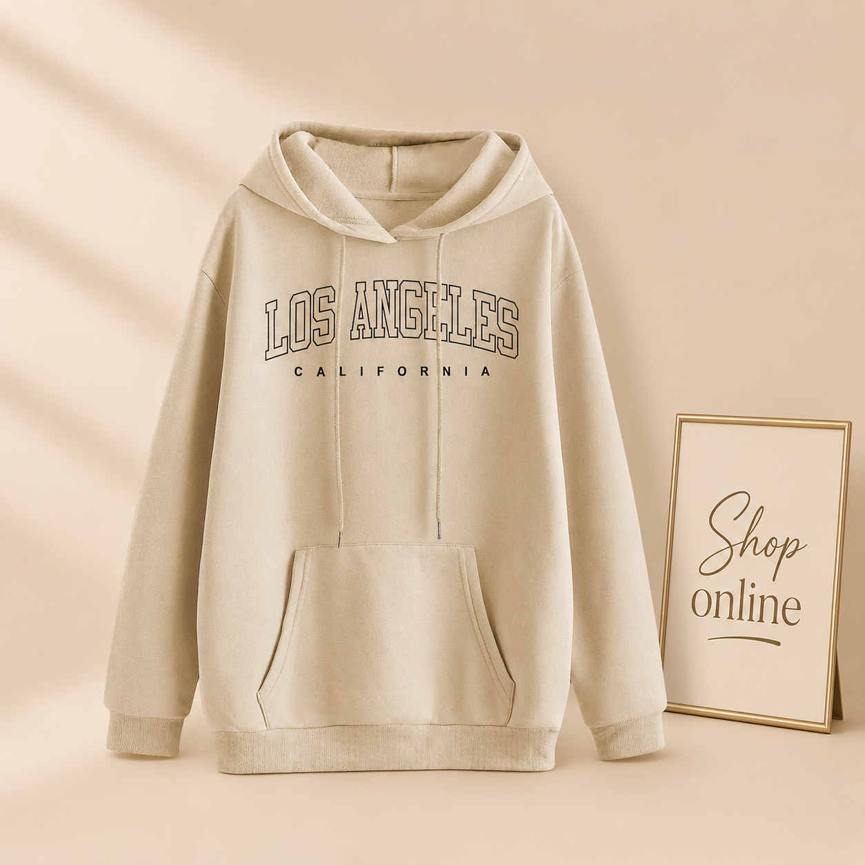 BEIGE LOS ANGLES HOODIE