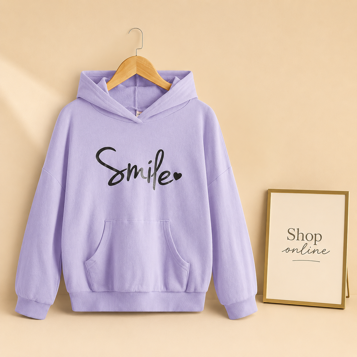 SMILE HEART LILAC HOODIE