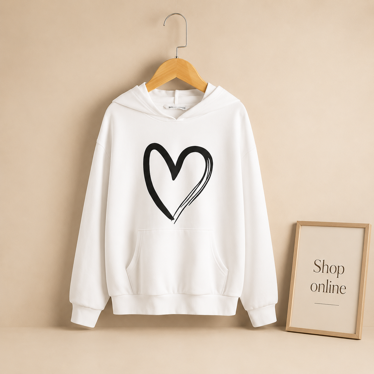 WHITE HOODIE SHREDED HEART