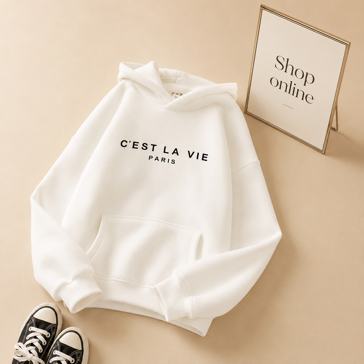 WHITE CEST LA VIE HOODIE