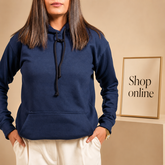 Basic Navy Blue Hoodie // Women