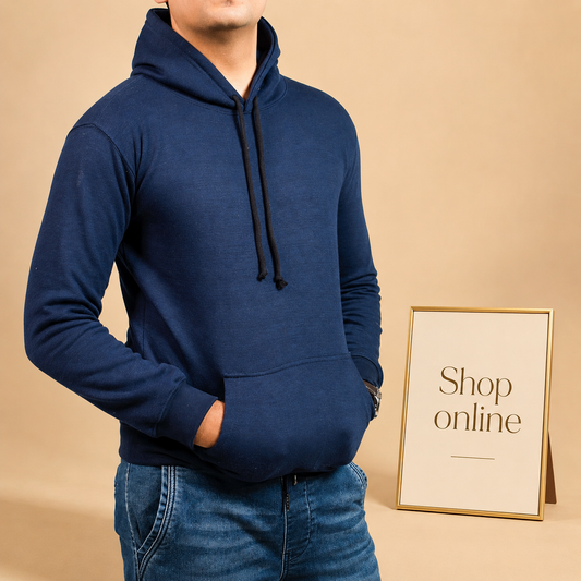 Basic Navy Blue Hoodie // Men