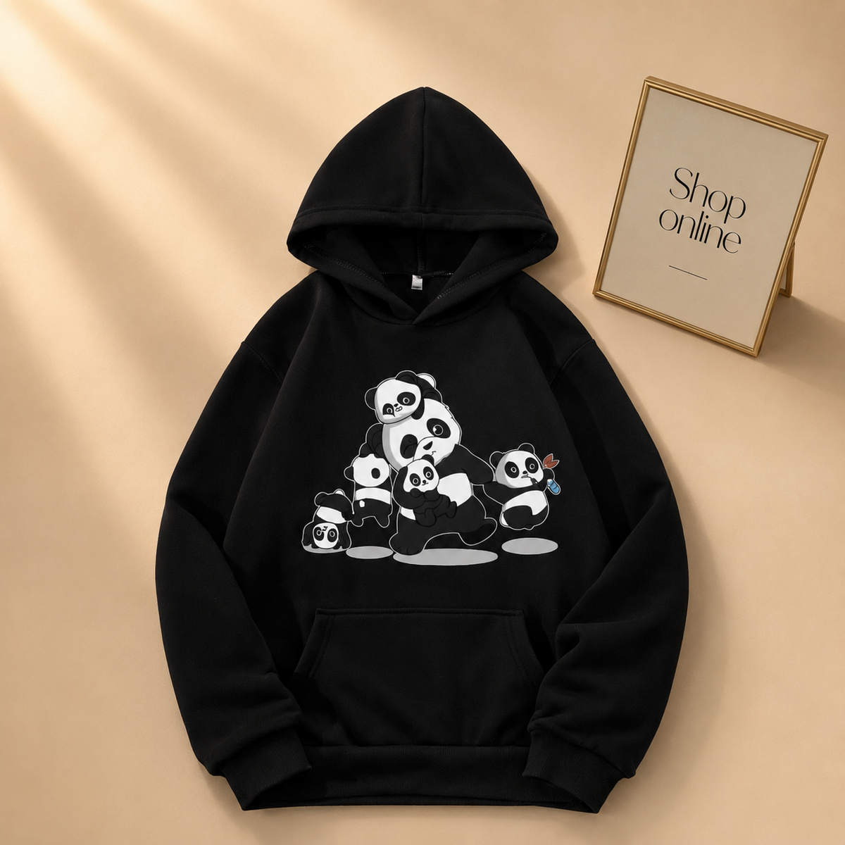 PANDA FAMILY BLACK HOODIE