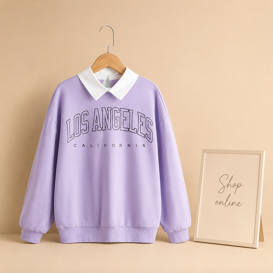 LILAC COLLARED SWEAT LOS ANGELES