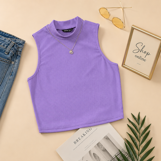 LILAC RIB KNIT TANKTOP