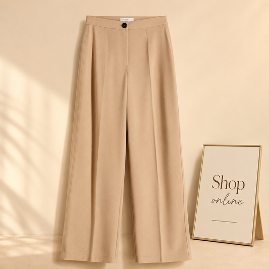 BEIGE FORMAL PANT WIDE LEG