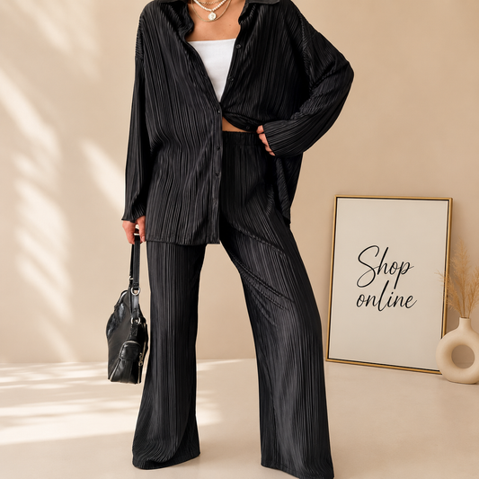 BLACK WRINKLE COORD SET
