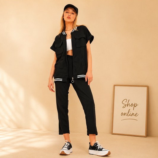 BLACK BASE BALL TRACKSUIT