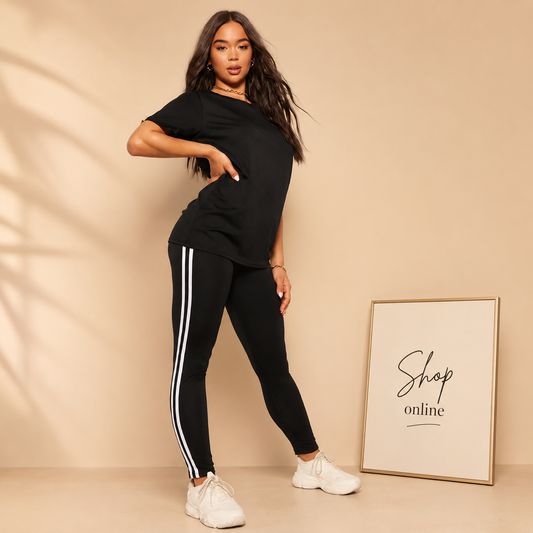 BLACK WHITE SIDE LINE TRACKSUIT