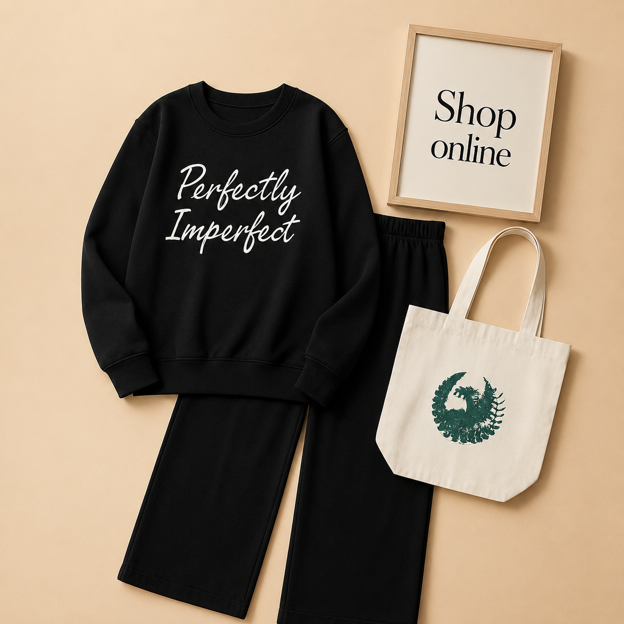 PERFECT IMPERFECT BLACK SWEATSHIRT WITH FLAPPER