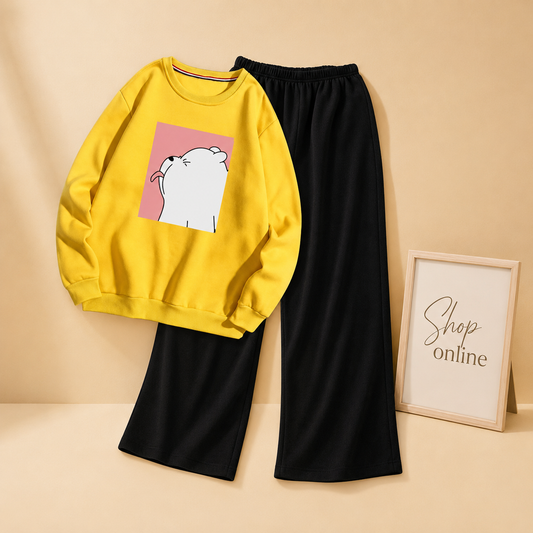 YELLOW SWEATSHIRT PANDA TONGUE WITH FLAPPER