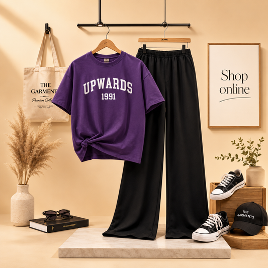 UPWARDS PURPLE TSHIRT  WITH BLACK FLAPPER