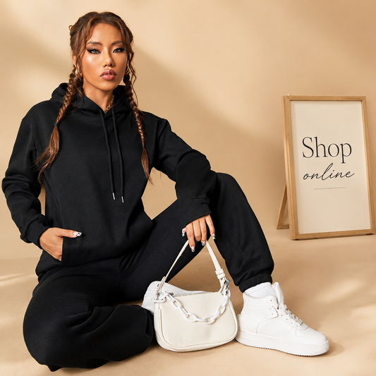 BASIC BLACK HOOD TRACKSUIT
