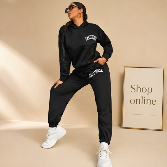 BLACK HOOD TRACKSUIT PRINTED CALIFORNIA