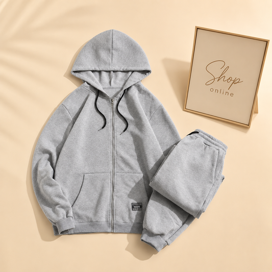 BASIC GREY ZIPPER TRACKSUIT