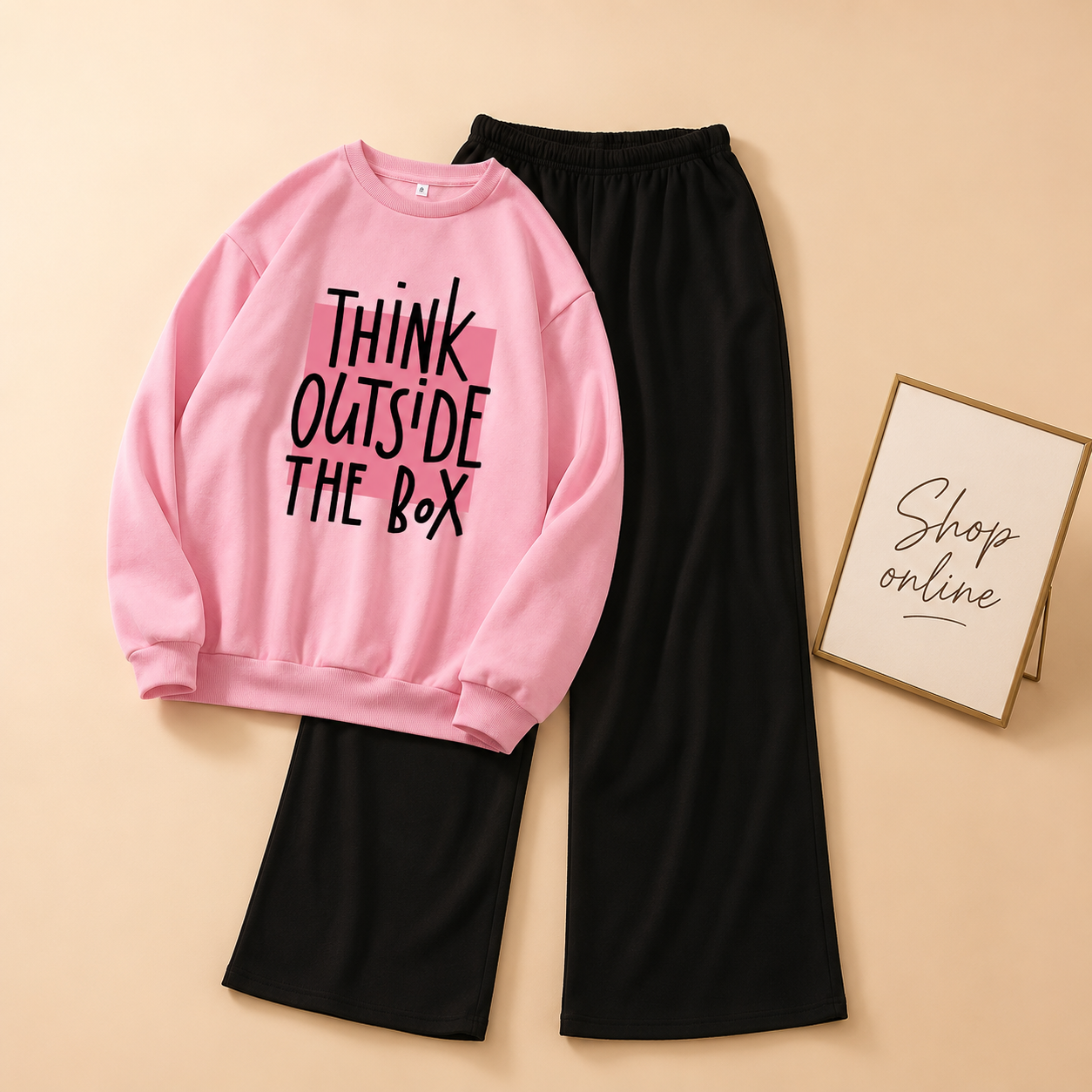 THINK OUTSIDE PINK SWEATSHIRT WITH FLAPPER