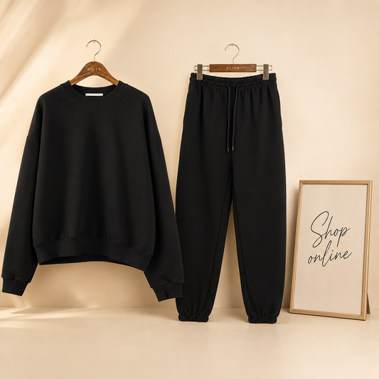 Black Plain Tracksuit