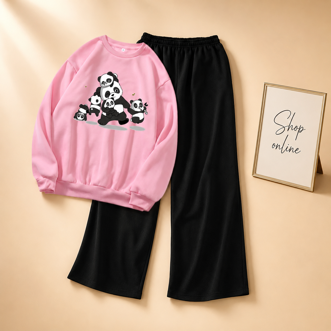 PANDA PINK SWEATSHIRT WITH FLAPPER