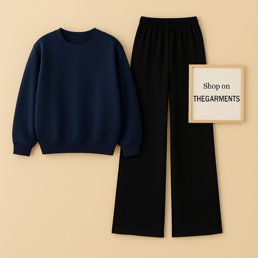 NAVY BLUE SWEATSHIRT WITH BLACK FLAPPER