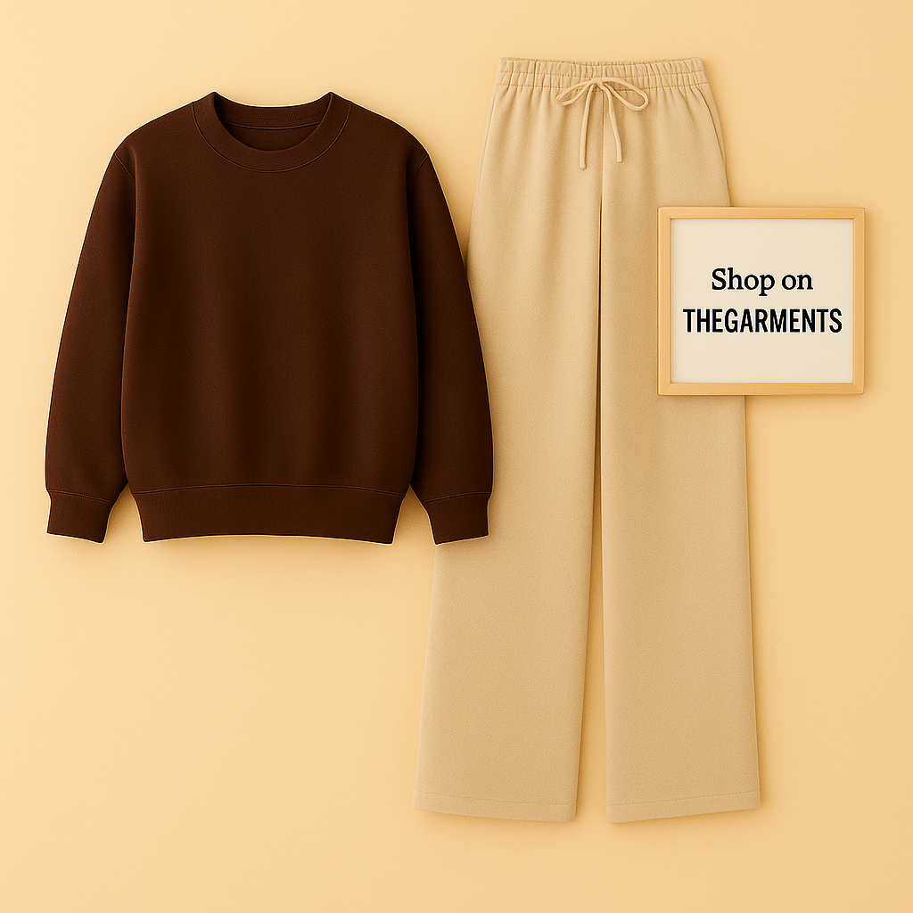 BROWN SWEATSHIRT WITH BEIGE FLAPPER