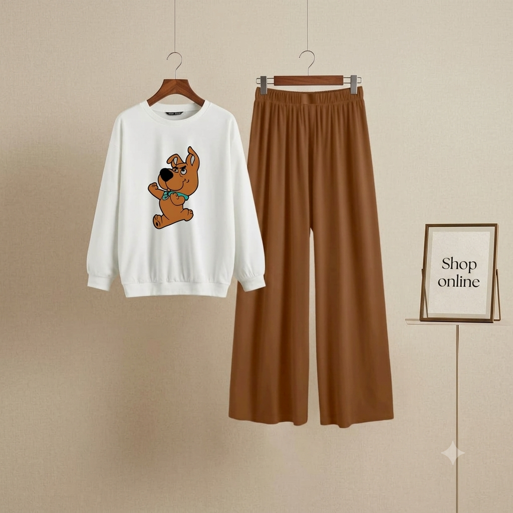 SCOBY DO WHITE SWEATSHIRT WITH BROWN FLAPPER