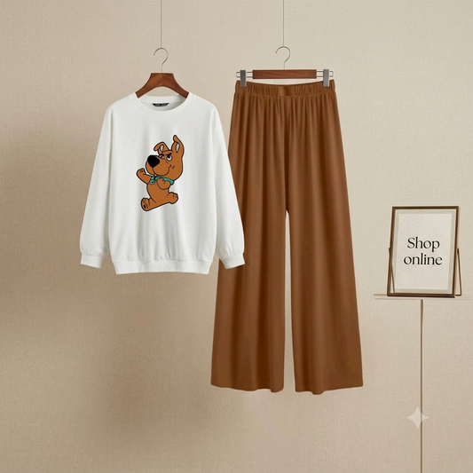 SCOOBY DO WHITE SWEATSHIRT WITH BROWN FLAPPER