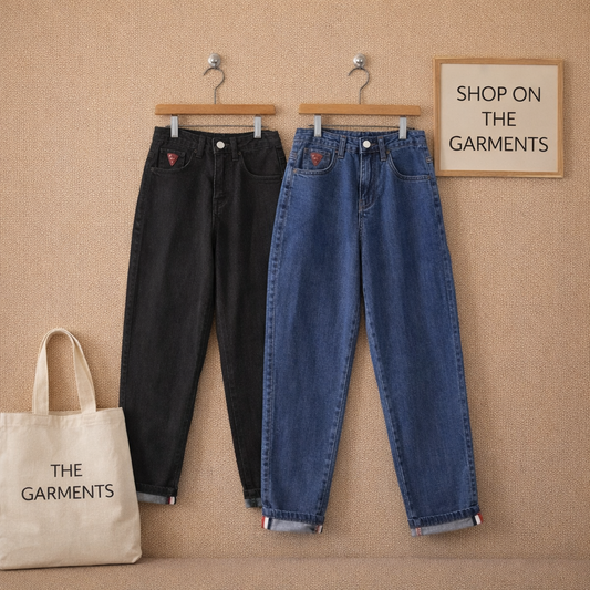PACK OF 2 MOM JEANS ( DARK BLUE AND BLACK)