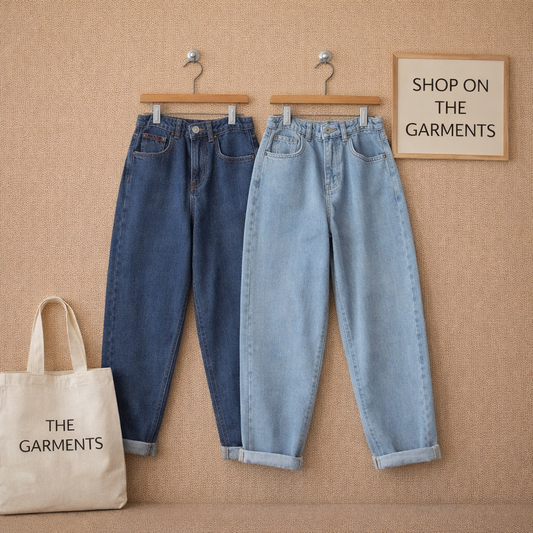 PACK OF 2 MOM JEANS ( DARK BLUE AND SKY BLUE)