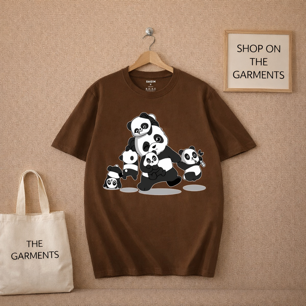 PANDA FAMILY DARK BROWN TSHIRT