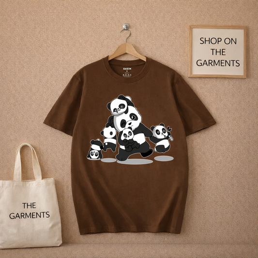 PANDA FAMILY DARK BROWN TSHIRT