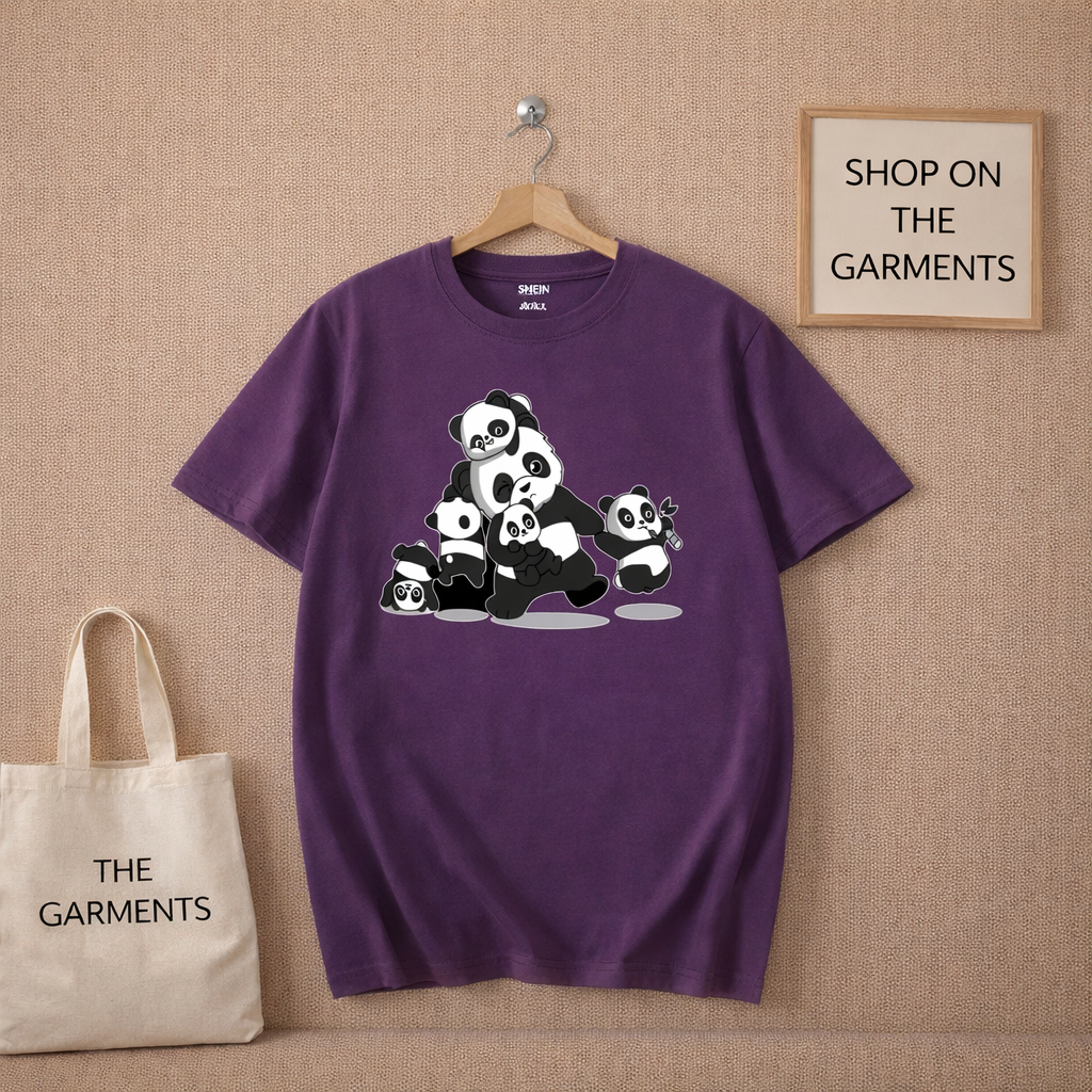 PANDA FAMILY PURPLE T-SHIRT