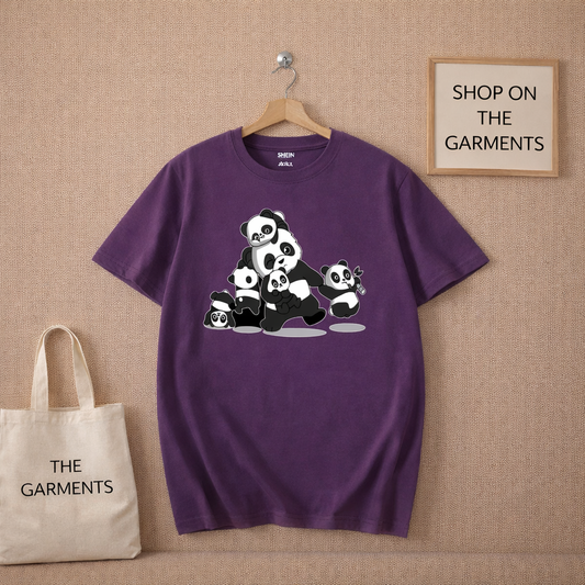 PANDA FAMILY PURPLE T-SHIRT