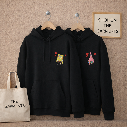 PACK OF COUPLE BLACK HOODIE (SPONGEBOB POCKET)