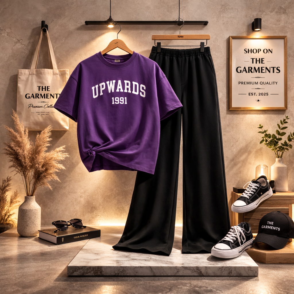 UPWARDS PURPLE TSHIRT  WITH BLACK FLAPPER