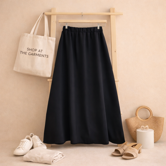BLACK TWILL LONG SKIRT