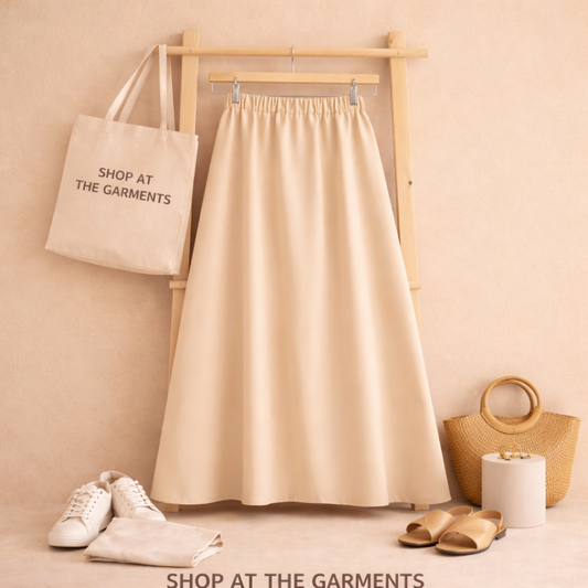 BEIGE TWILL LONG SKIRT