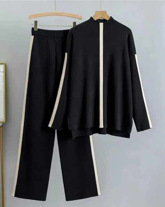 BLACK VERTICAL LINING TRACKSUIT