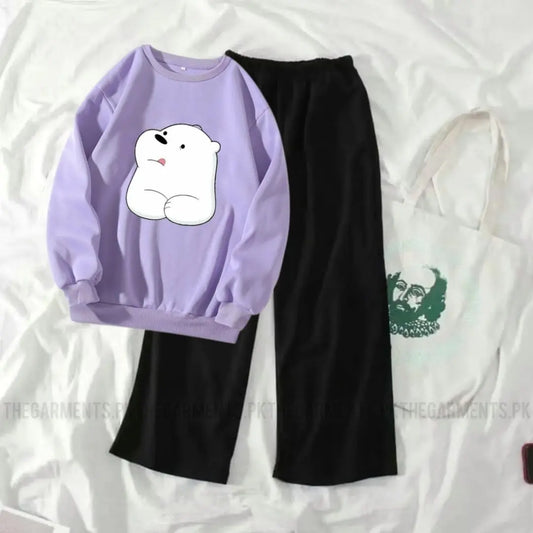 BIG ICE BEAR  LILAC SWEATSHIRT WITH FLAPPER