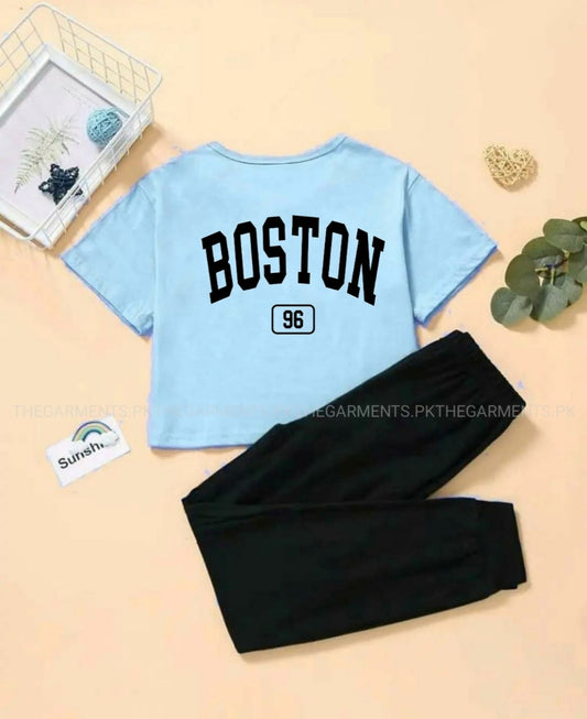 BOSTON LIGHT BLUE TSHIRT WITH BLACK TROUSER