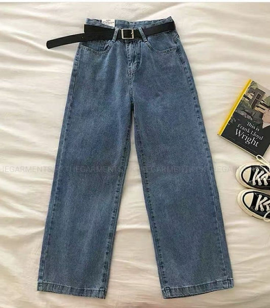 MID BLUE WIDE LEG JEANS