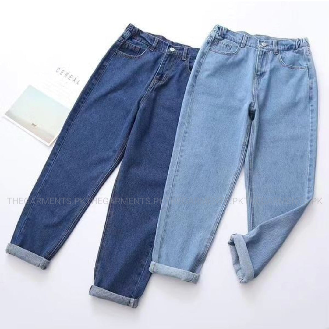 PACK OF 2 MOM JEANS ( DARK BLUE AND SKY BLUE)