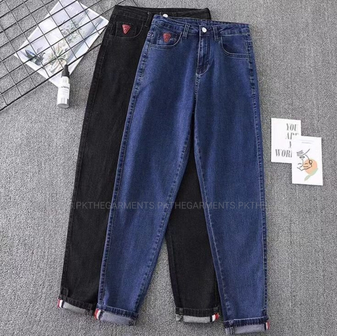 PACK OF 2 MOM JEANS ( DARK BLUE AND BLACK)