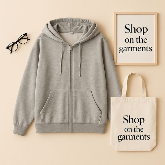 GREY ZIPPER HOODIE