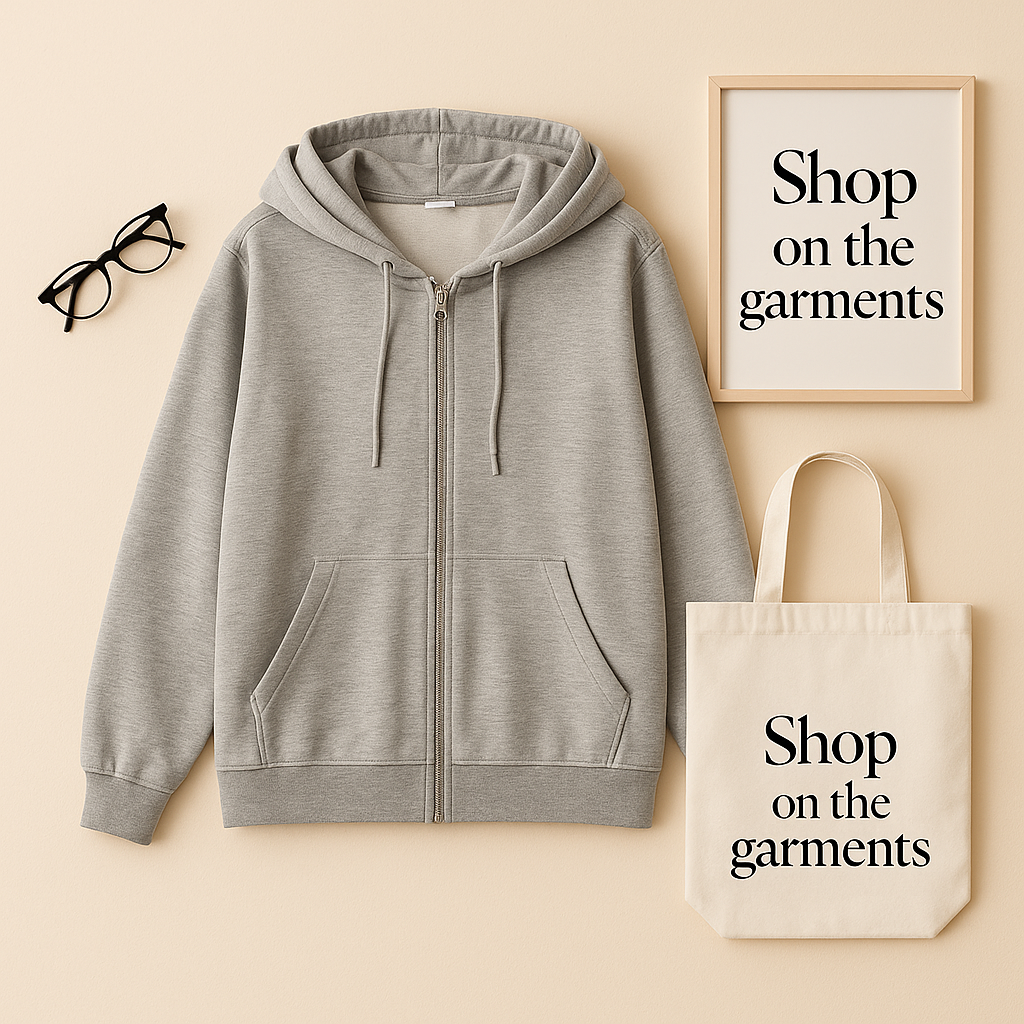 GREY ZIPPER HOODIE