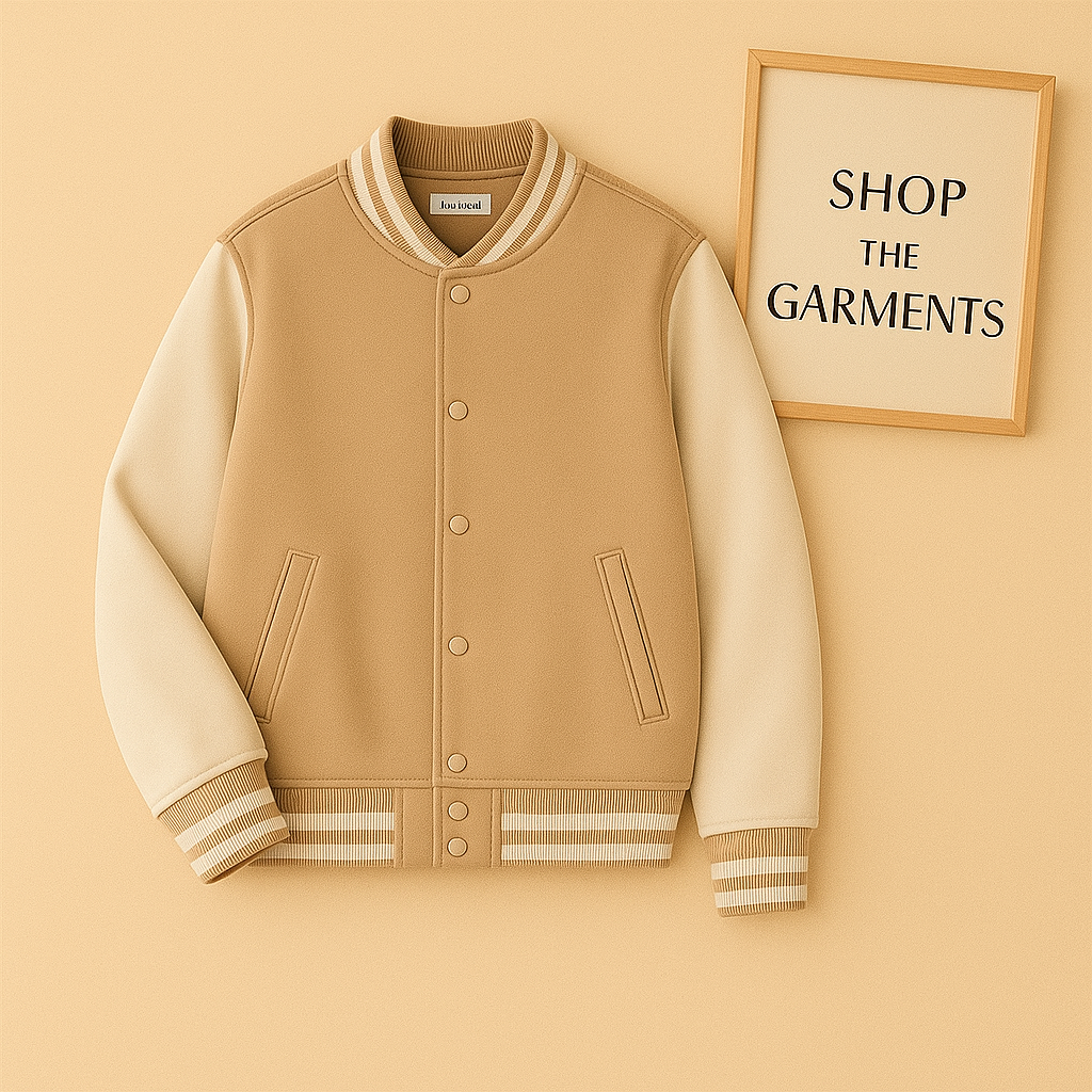 BEIGE VARSITY JACKET