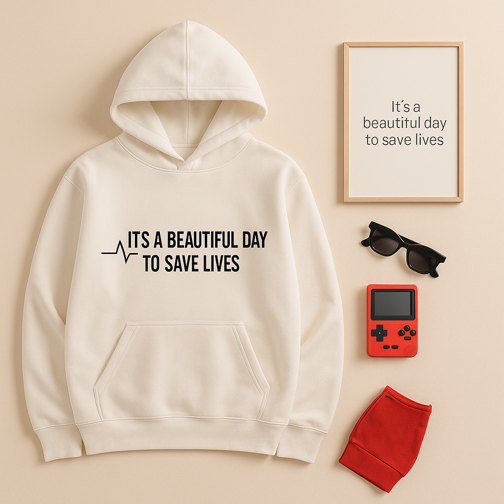 ITS A BEAUTIFUL DAY TO SAVE LIVES WHITE HOODIE