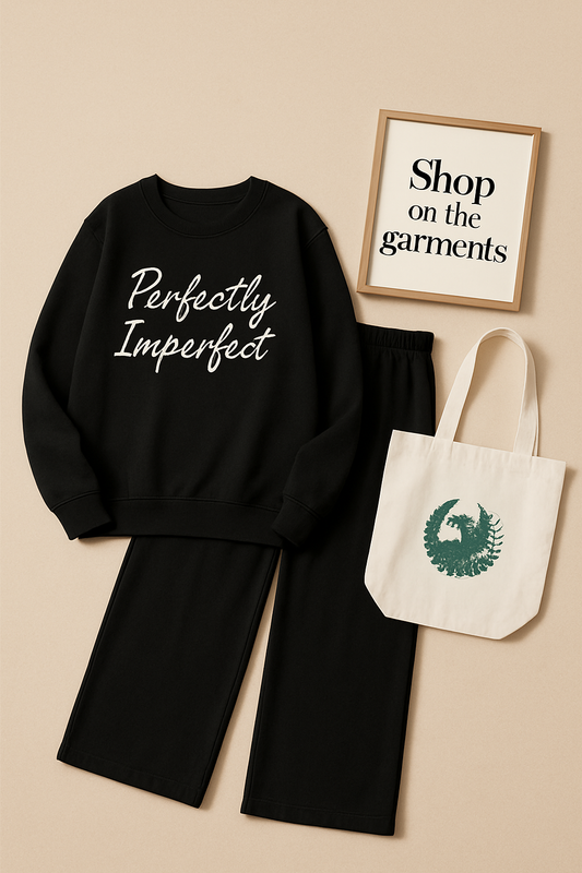 PERFECT IMPERFECT BLACK SWEATSHIRT WITH FLAPPER
